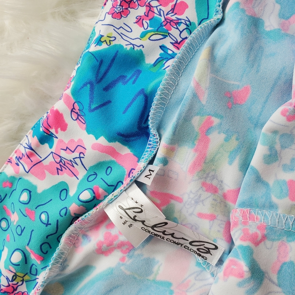 Lulu-B Blue Pink Floral Print Skort - Picture 3 of 3